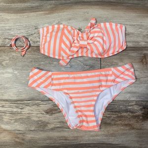 Orange stripped swim suit